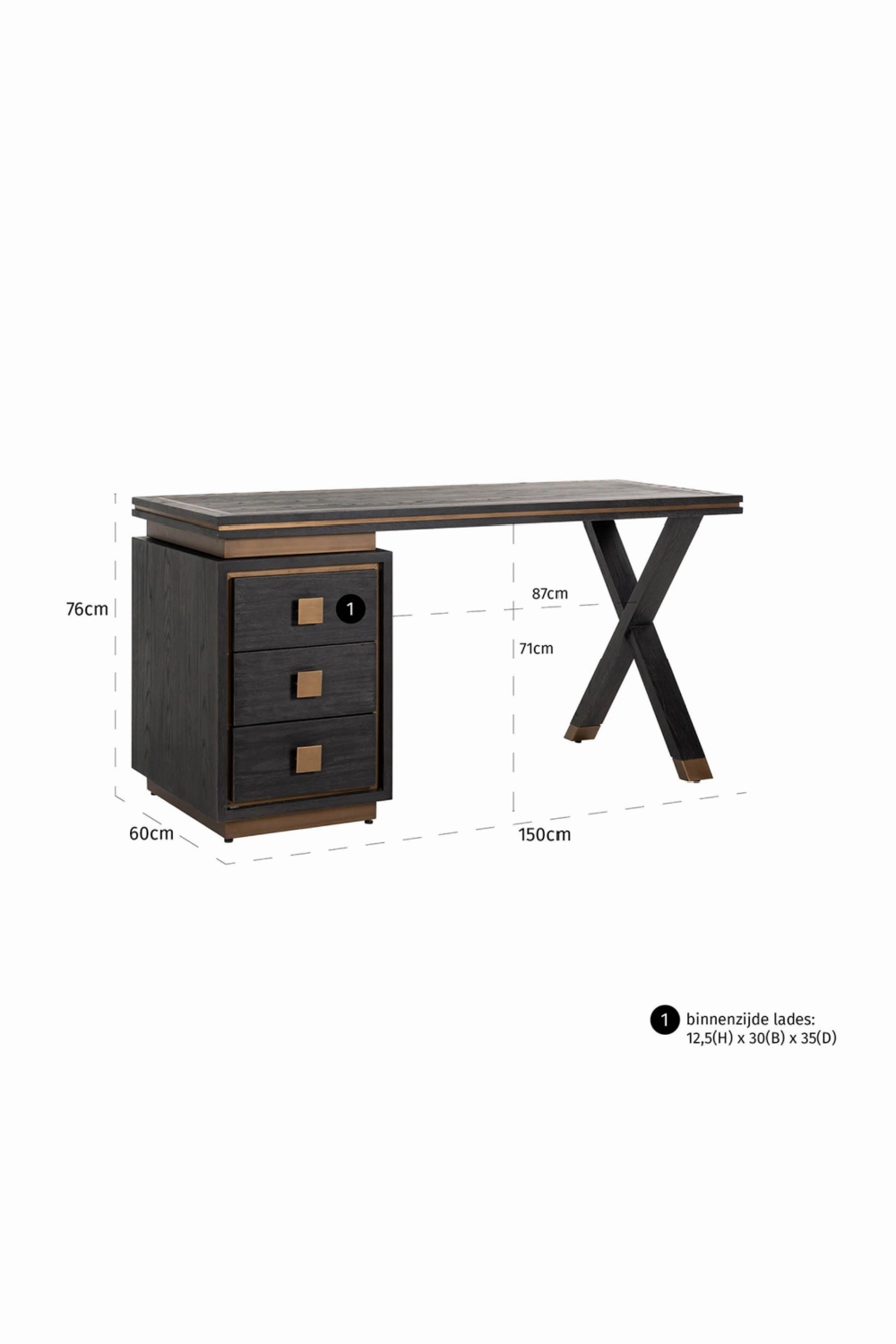 Wooden Desk With 3 Drawers | OROA Hunter