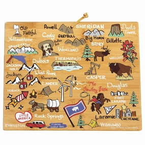 Wyoming Cutting Board with Artwork by Fish Kiss cutting board,chopping board,kitchen tools