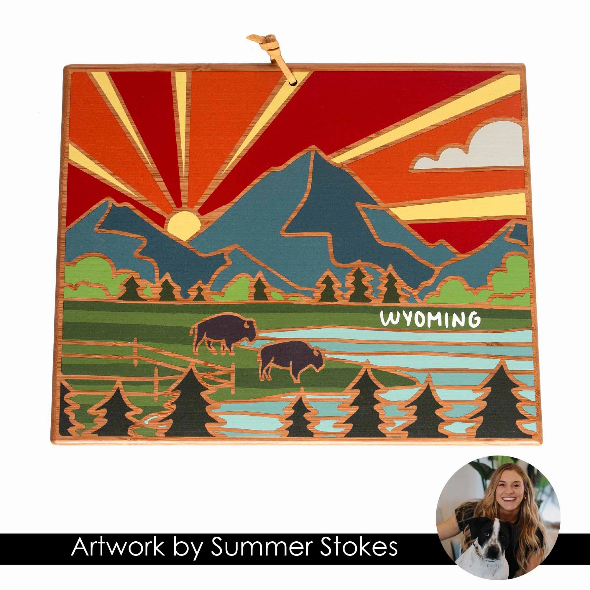 Wyoming Cutting Board with Artwork by Summer Stokes