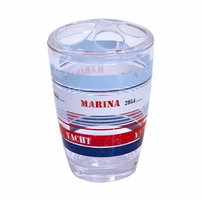 Yacht Club Clear Toothbrush Holder Stand for Bathroom Vanity Countertop - White,Blue,Red,Light Blue - 3" L x 3" W x 4.8" H toothbrush holder,bathroom cup,bathroom organizer