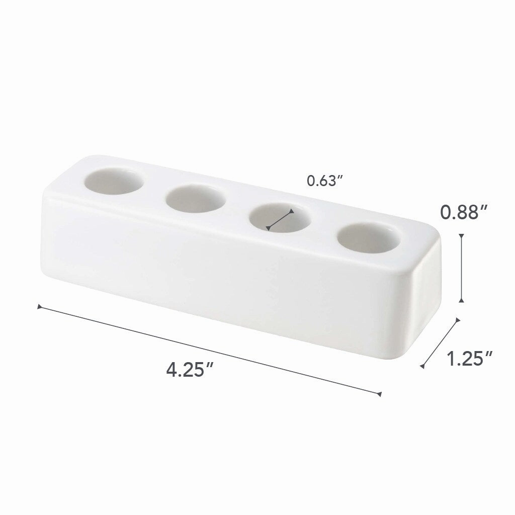 Yamazaki Home Ceramic Toothbrush Stand, Ceramic - White - L 1.38 x W 4.33 x H 0.98 inches
