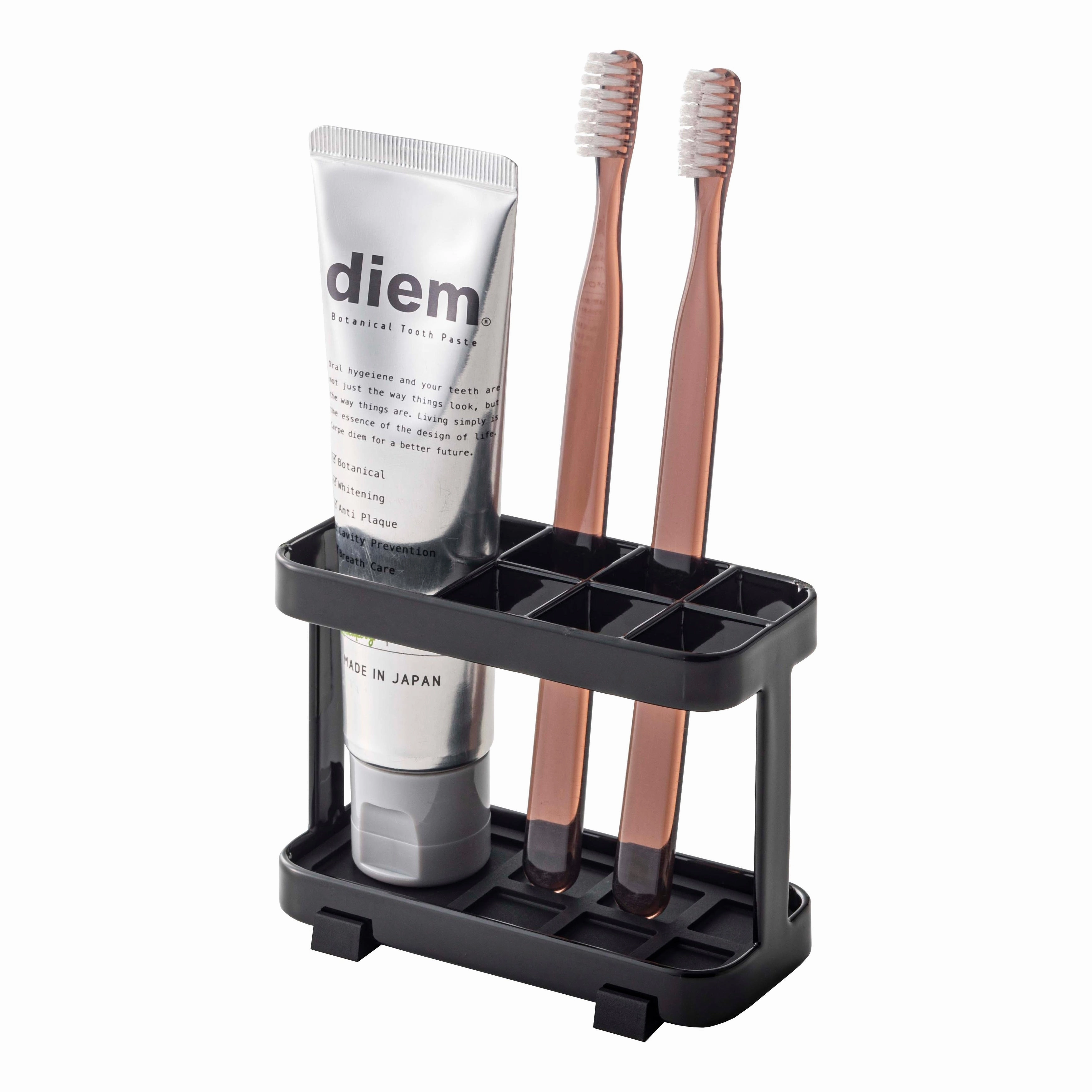 Yamazaki Home Toothbrush and Toothpaste Stand, Steel - L 1.97 x W 4.33 x H 3.15 inches