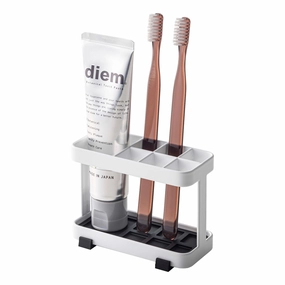 Yamazaki Home Toothbrush and Toothpaste Stand, Steel - L 1.97 x W 4.33 x H 3.15 inches toothbrush holder,bathroom cup,bathroom organizer